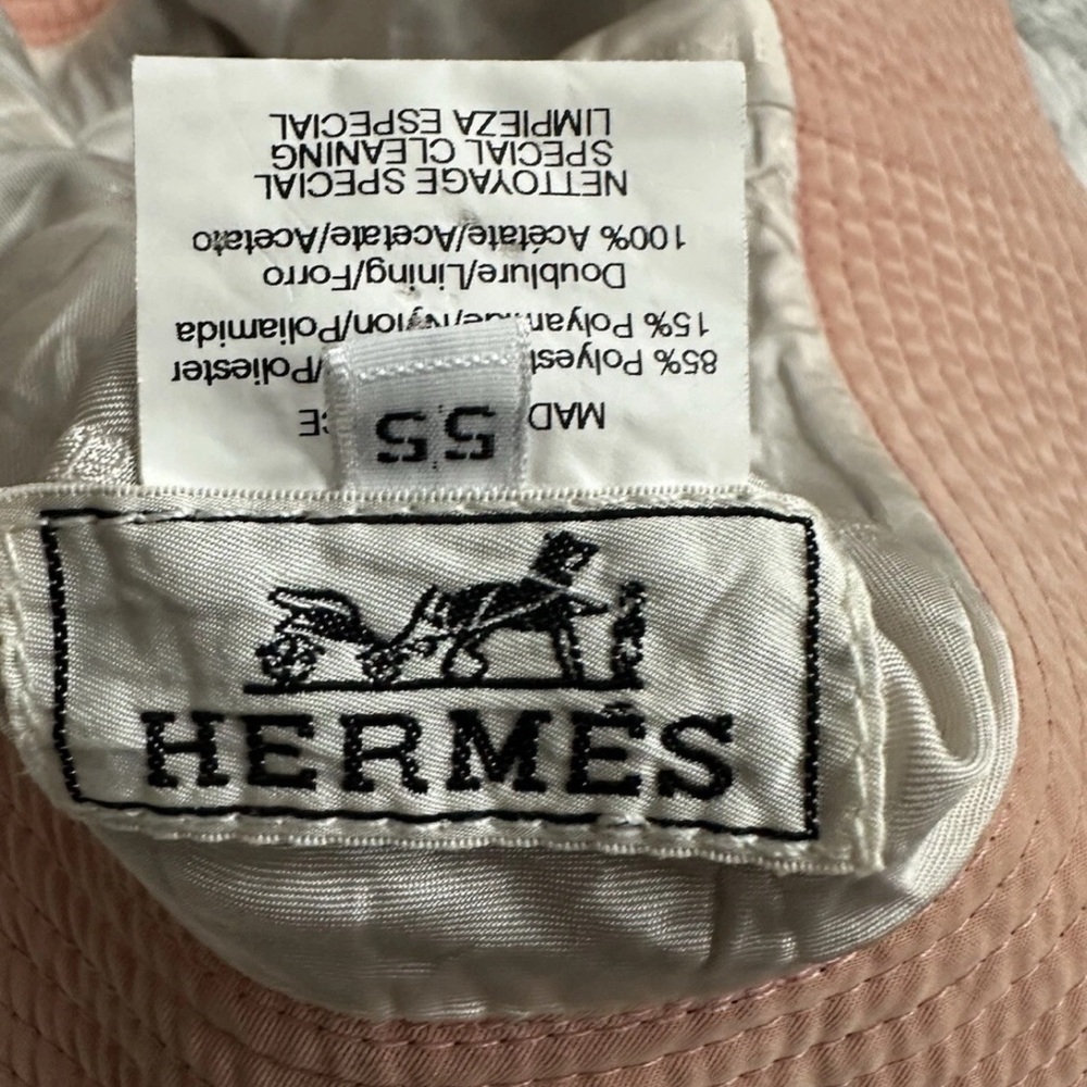 Vintage Hermes Bucket Hat Size 55 Black Authentic H Logo Embroidered France - Picture 3 of 6